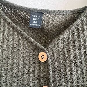 SHEIN Textured Knit Cardigan in Olive